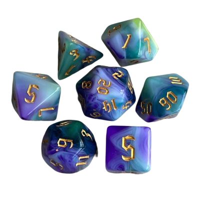 HXSCOO 7pcs Painted Polyhedral Dice Double-Colors Dice D4 D6 D8 D10 D12 D20 Dices Family Games (Color : F)