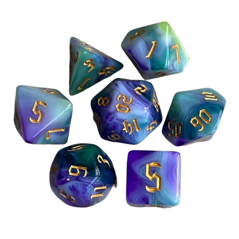 HXSCOO 7pcs Painted Polyhedral Dice Double-Colors Dice D4 D6 D8 D10 D12 D20 Dices Family Games (Color : F)