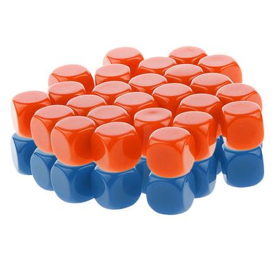 HXSCOO 50pcs Opaque Blank Dice D6 Replacement Dices for Party Board Game Casino Supplies (Color : Orange Blue)