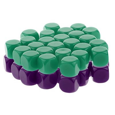 HXSCOO 50pcs Opaque Blank Dice D6 Replacement Dices for Party Board Game Casino Supplies (Color : Purple Green)