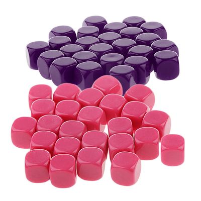 HXSCOO 50pcs Opaque Blank Dice D6 Replacement Dices for Party Board Game Casino Supplies (Color : Purple Rose Red)