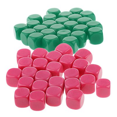 HXSCOO 50pcs Opaque Blank Dice D6 Replacement Dices for Party Board Game Casino Supplies (Color : Green Rose Red)