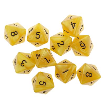 HXSCOO 10pcs 8 Sided Dice D8 Polyhedral Dice for Game Dice (Color : Yellow 1.6cm)