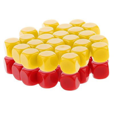 HXSCOO 50pcs Opaque Blank Dice D6 Replacement Dices for Party Board Game Casino Supplies (Color : Yellow Red)
