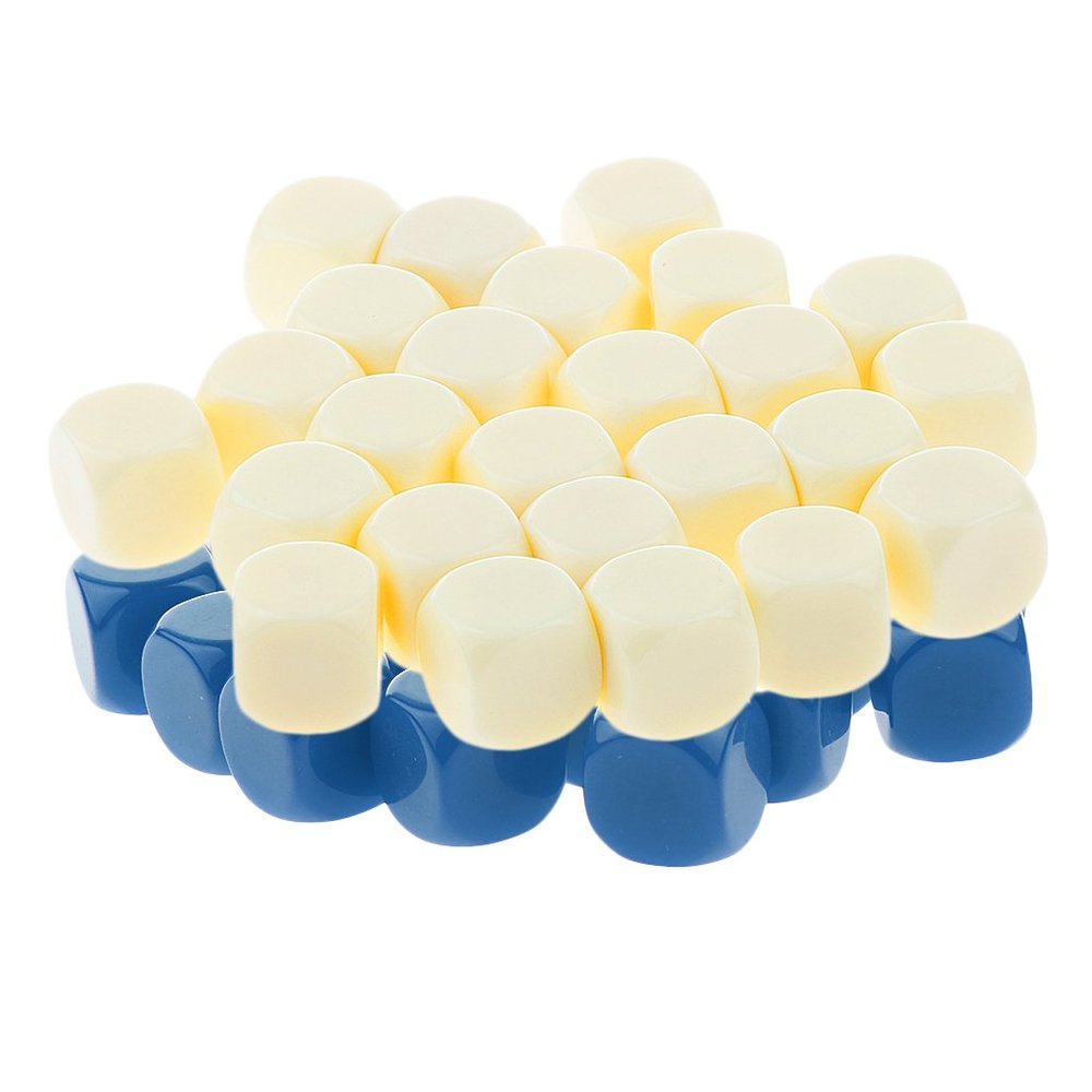 HXSCOO 50pcs Opaque Blank Dice D6 Replacement Dices for Party Board Game Casino Supplies (Color : Beige Blue)