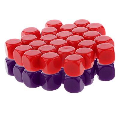 HXSCOO 50pcs Opaque Blank Dice D6 Replacement Dices for Party Board Game Casino Supplies (Color : Purple Red)