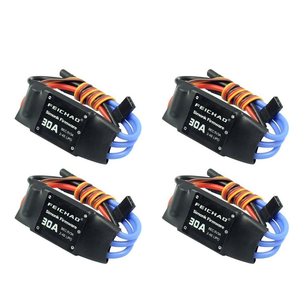 30A ESC Electric Speed Controller Brushless Motor Firmware with 5V 3A BEC for 2 to 4s Lipo Battery (4pcs)