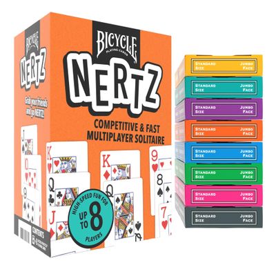 Bicycle Nertz Card Game (Solitaire) , 8 Decks of Jumbo Index Playing Cards, Fast-Paced Multiplayer Family Card Game for Kids and Adults, Classic Bicycle Cards, Up to 8 Players
