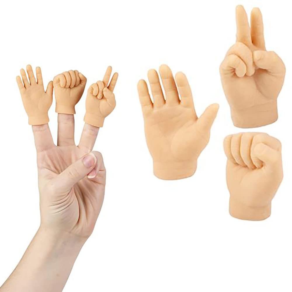 Tiny Hands Finger Puppets, Realistic Feeling Tiny Finger Hands Puppets, Comfortable Silicone Rock Paper Scissors Game, Fun Prank Toys, Puppet Show, Gag Gifts, Party Favor, 2.5" (6-Pack)