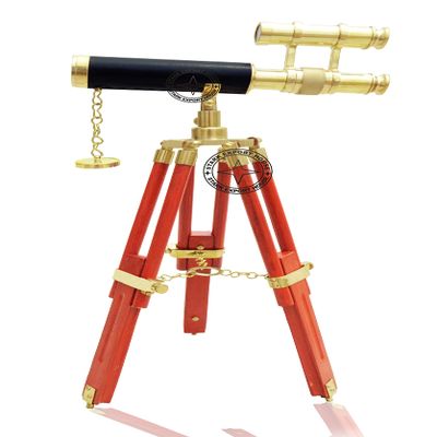 Brass Marine Handheld Spyglass Reflecting Brass Telescope Binoculars with Stand 10-inch Best for Gift Item