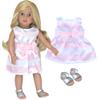 Sophia's Stripe Party Dress and Sandals for 18" Dolls, Pink/White view 1