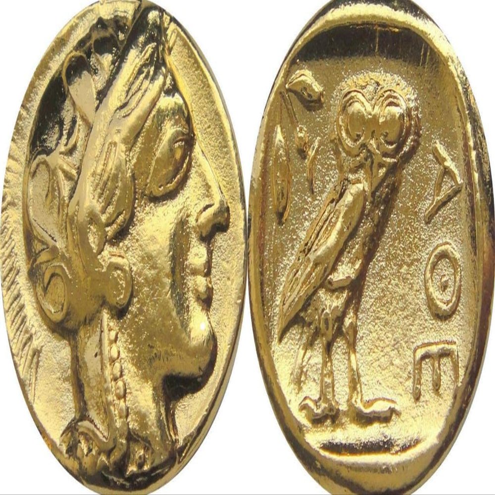 Athena and Owl, Famous Ancient Greek Coin, Popular Version, Goddess of Wisdom, Owl, Greek Mythology, Percy Jackson Teen Gift, Great Stocking Stuffer 77G