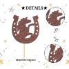 Horse Sign Horseshoe Cake Topper - Racing Birthday Party Decor - Western Theme Birthday Wedding Party Cake Decorations Supplies, 1st Bday Party Photo Props, Brown Glitter view 3