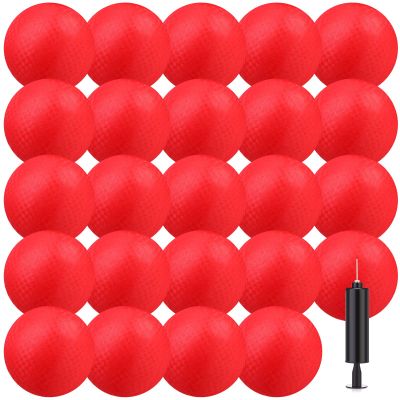 Yunsailing 24 Pack Dodgeballs Bulk 6 Inch Operation Christmas Playground Balls Rubber Bouncy Inflatable Kickball with Pump for Kids Adult Outdoor Handball Game Christian Donation Gift (Red)