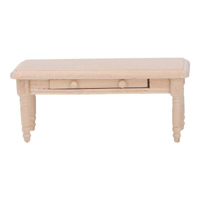 Agatige Dollhouse Dining Table, Simple Wood Miniature Tea Table for 1:12 Doll House