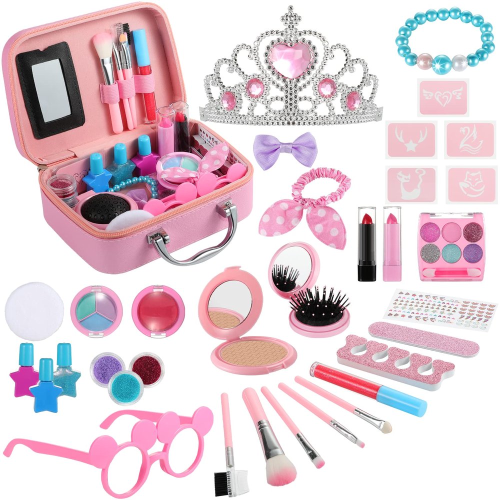 Little Girls Makeup Kits, Kids Toy Purse with Pretend Makeup, Play Purse for Little Girls, Pretend Play Toddler Purse, Birthday Christmas Princess Gifts Toys for Girls 3 4 5 6 7 8 Year Old
