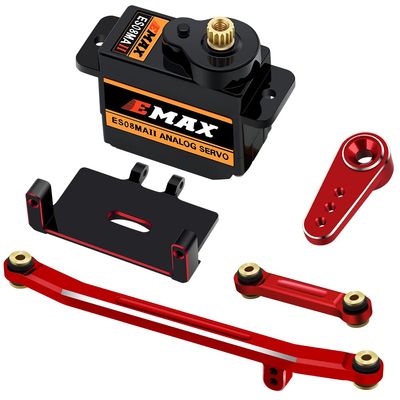 EPINON for AXIAL SCX24 Servo Metal Gear EMAX Servo Steering Servo with Servo Mount Bracket and Arm and Steering Link Set SCX24 Upgrade Parts (Red)