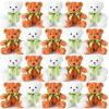 HyDren 24 Pcs Bear Bulk Plush Stuffed Animals 10 Inch Cute Soft Stuffed Bear with Green Bow for Valentine Birthday Gift Party Baby Shower Christmas(Light Brown, White) view 1