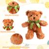HyDren 24 Pcs Bear Bulk Plush Stuffed Animals 10 Inch Cute Soft Stuffed Bear with Green Bow for Valentine Birthday Gift Party Baby Shower Christmas(Light Brown, White) view 3