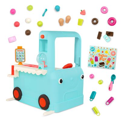 B. toys Ice Cream Shoppe Pretend Play Ice Cream Toys, Tablet & Accessories Interactive Food Truck for Toddlers, Kids Educational Pretend Play Set 2+ Years