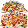 100 Pieces Miniature Food Drink Bottles Toys Dollhouse Pretend Play Kitchen Cooking Game Party Accessories Toys Hamburger Cake Pizza Doll House Landscape view 1