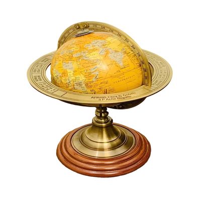 Nautical Solid Brass Armillary Tabletop Marine Sphere World Globe Vintage World Globe - Table Top Home Dcor