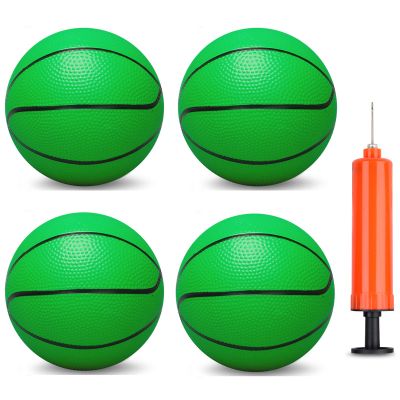 6 INCH PVC Mini Basketball Toys for Indoor Over Door Hoops, Soft 6" Small Balls Rubber for Pool, Beach, Yard, Lawn, Outdoor, Classroom, Little Playgound Ball for Adults & Kids (4PCS with Air Pump)