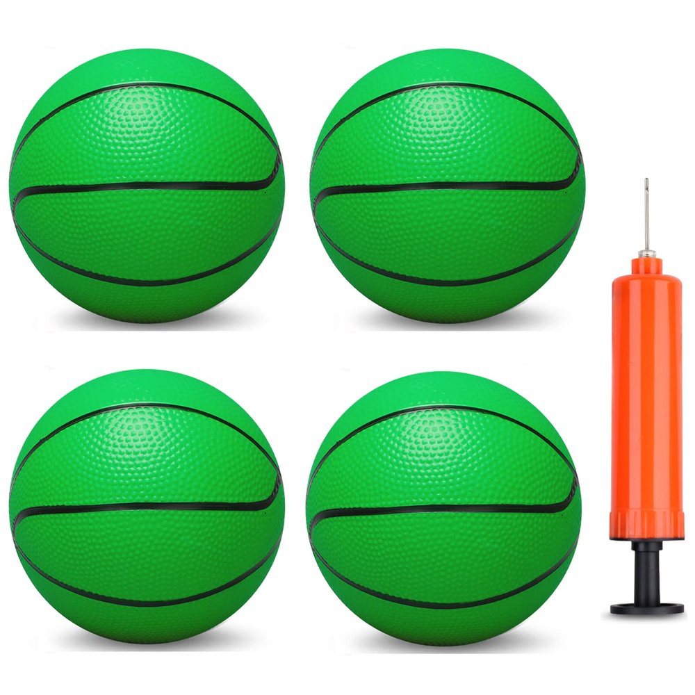 6 INCH PVC Mini Basketball Toys for Indoor Over Door Hoops, Soft 6" Small Balls Rubber for Pool, Beach, Yard, Lawn, Outdoor, Classroom, Little Playgound Ball for Adults & Kids (4PCS with Air Pump)