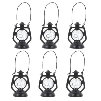 6Pcs 1:12 Scale Miniature Kerosene Lanterns - Vintage Tiny Lamp Dollhouse Accessories Micro Landscape Decor for Dollhouse Room Ornament DIY Crafts