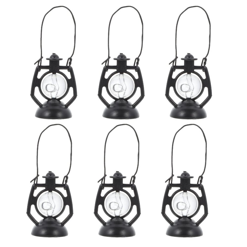 6Pcs 1:12 Scale Miniature Kerosene Lanterns - Vintage Tiny Lamp Dollhouse Accessories Micro Landscape Decor for Dollhouse Room Ornament DIY Crafts