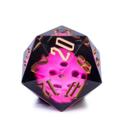 Cusdie Large 55mm D20 Dice with Sharp Edges, Giant D&D 20 Sided Dice for RPG, Table Games (Pink Skull)