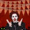 10 Packs Creepy Carnival Decorations Evil Halloween Striped Pennant Banner Triangle Bunting Flags Circus Theme Party Decorations Evil Carnival Decorations for Carnival Halloween Party Decorations view 3