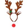 Saturey Christmas Reindeer Antlers Headbands with Red Nose, Antlers Hair Hoop Headpiece for Christmas and Holiday Parties Favors Multicolor view 1