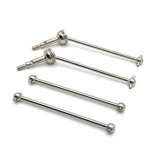 GatherTOOL 4Pcs Universal Drive Shaft for Front CVD Universal Drive Shaft & Rear Dog Bone for 144001 1/14 RC Drift Racing Car Parts Accessories (Color : Silver)