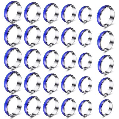Yinkin 30 Pcs Mood Rings Bulk Size 6-10 Vintage Mixed Color Changing Emotion Rings Sensitive Mood Jewelry Women Men Gifts Birthday Party Favors Costume Props