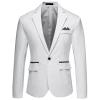 Men Casual Slim Fit Suit Jacket Lightweight Notched Lapel Business Sport Coat 1 Button Daily Wedding Party Blazer (White,3X-Large) view 1