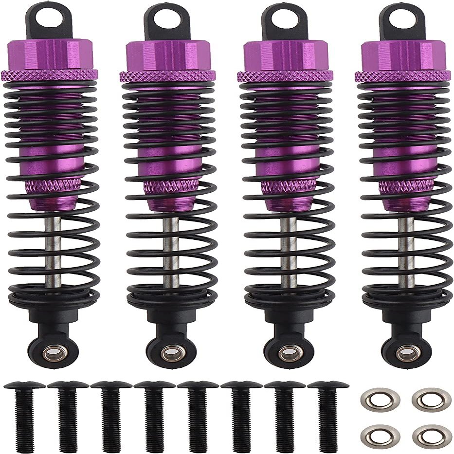 GORHLady Front Rear RC Shock Absorber, 4-Pack Shock Absorber Damper Oil Adjustable Alloy Aluminum Shock-98mm-