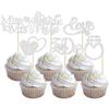 Gyufise 24Pcs Bride to Be Cupcake Toppers Silver Glitter I Do Love Heart Ring Miss To Mrs Cupcake Picks Bridal Shower Cake Decorations for Wedding Engagement Bachelorette Party Supplies view 1