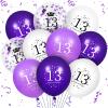13th Purple Birthday Balloons Decorations, 16PCS Purple White Happy 13th Birthday Confetti Latex Balloons for Girls Boys Happy Birthday Party Wedding Anniversary Indoor Outdoor Party Supplies,12 Inch view 1