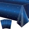 4 Pack Starry Night Tablecloth Set - 86' x 51' Rectangle Plastic Tablecloth Space Theme Table Cover - Galaxy Stars Birthday Party Supplies view 1