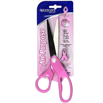BAIJAC Replacemelt for Westcott 8" Pink Breast Cancel Awareness All-Purchase Straight Handle Scissors