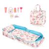 HappyVk - Baby Doll Bed Set - Portable Doll Bassinet for Dolls up to 21 inches - Handbag for Girl - Pink Roses view 1