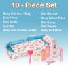 HappyVk - Baby Doll Bed Set - Portable Doll Bassinet for Dolls up to 21 inches - Handbag for Girl - Pink Roses view 2