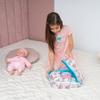 HappyVk - Baby Doll Bed Set - Portable Doll Bassinet for Dolls up to 21 inches - Handbag for Girl - Pink Roses view 3
