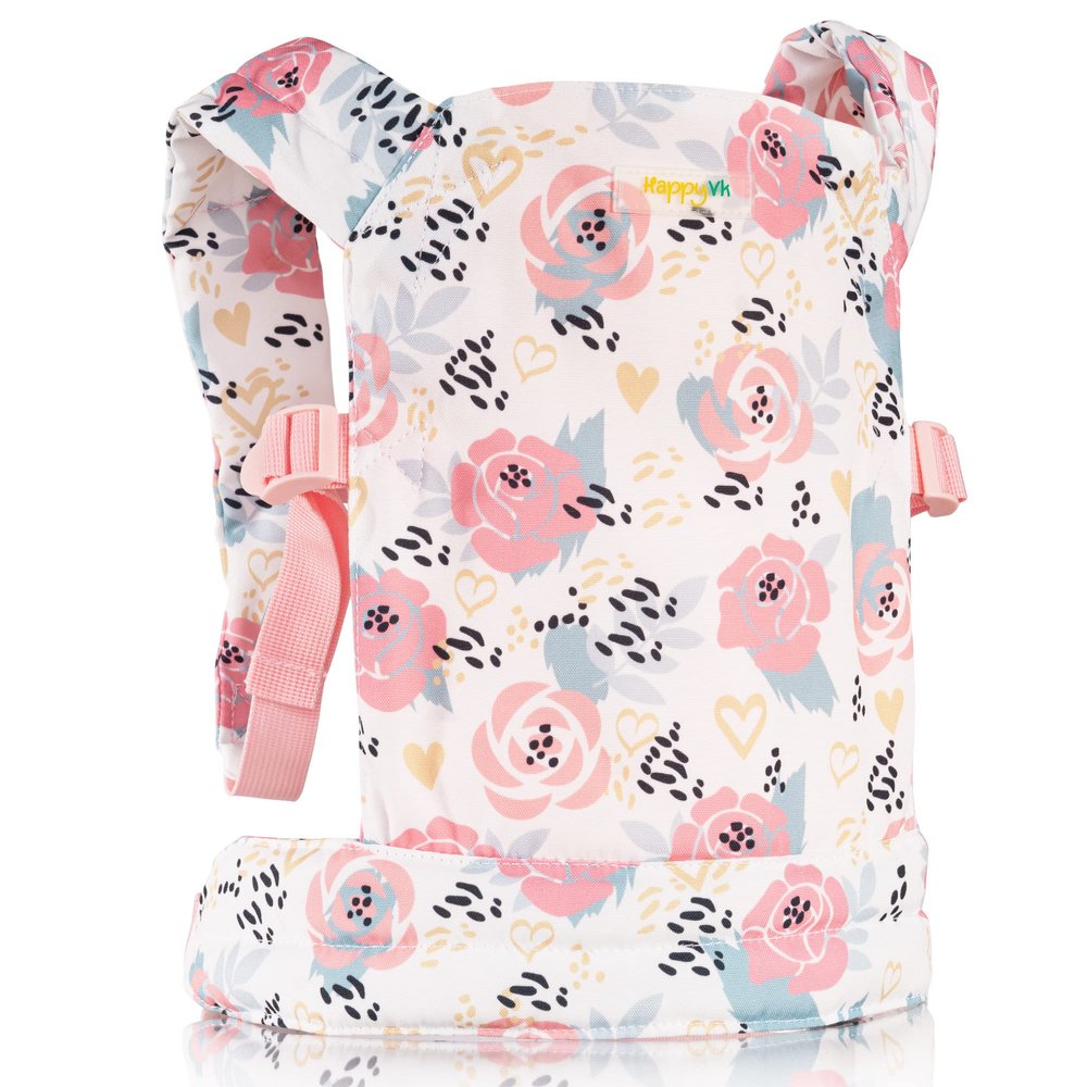 HappyVk Baby Doll Carrier for Little Girls Kids Toy Baby Carrier for Reborn Baby Doll Accessories Pink Roses