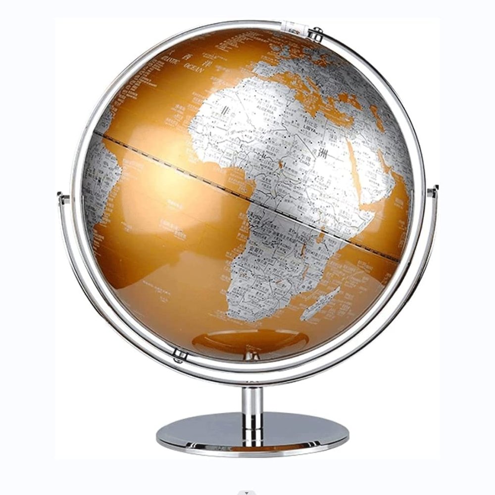 WAxd Geographic Globe with Latitude Longitude World Desktop Globe with Chrome Metal Base Stand and Hd Map Globe for Home Office