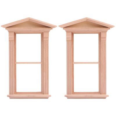 TOYANDONA Mini Toys 2 Pieces Windows Wooden Miniature Scene Window Doll Home Craft 1/12 Doll House Furniture Miniature Toy Mini Furniture Unprainted Toys
