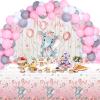 Baby Shower Party Decorations 121 Pieces Elephant Party Supplies Include Backdrop Banner Balloons Tablecloth and Cake Toppers for Baby Shower Gender Reveal Elephant Theme Birthday Party (Girl Style) view 1