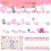 Baby Shower Party Decorations 121 Pieces Elephant Party Supplies Include Backdrop Banner Balloons Tablecloth and Cake Toppers for Baby Shower Gender Reveal Elephant Theme Birthday Party (Girl Style) view 2