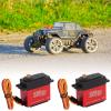 BigKing 35kg Steering Gear,2Pcs 35kg High Torsion Coreless Motor Servo Full Metal Gear with Metal Steering Gear Arm for 1/8 1/10 Remote Control Cars view 2